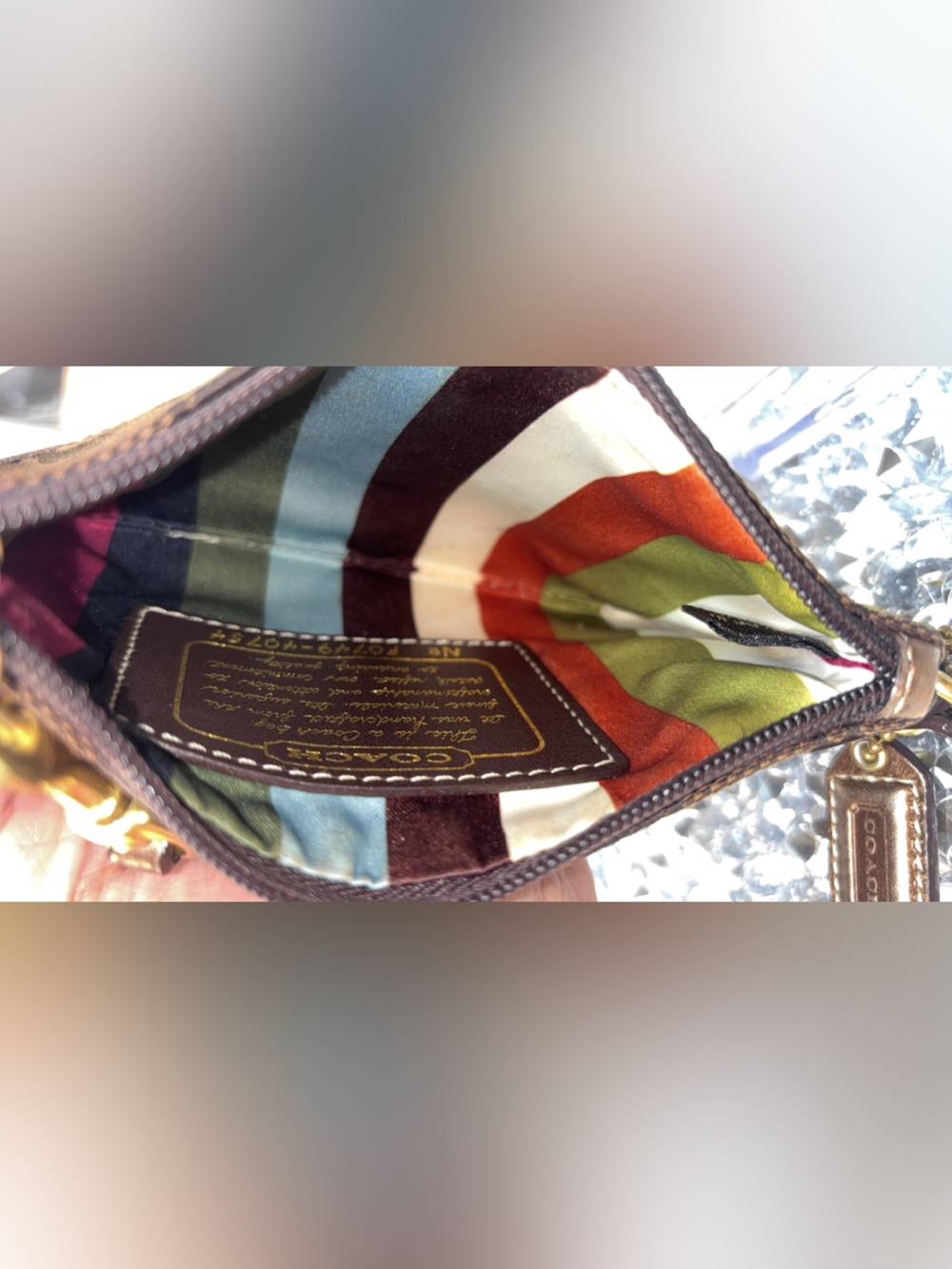Coach y2k legacy Signature Shimmer Stripe Wristlet EUC - Picture 3 of 12